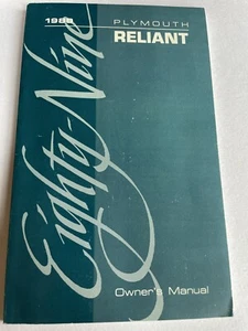 1989 Plymouth Reliant Owner’s Manual Chrysler Motors Car Guide - Picture 1 of 3