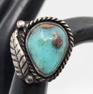 Vintage Native Navajo Sterling Türkis Old Pawn Ring Größe 5 - Bild 1 von 7