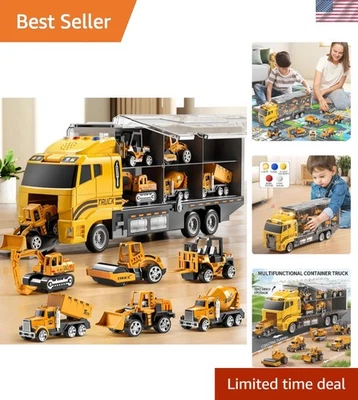 Juego de juguete de vehículo camión de construcción para niños pequeños con alfombrilla de juego, coche de juguete fundido a presión Foto 1 de 4