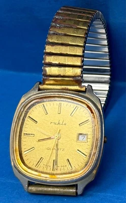 Ruhla Quarz Herrenuhr DDR DEFEKT unvollständig für BASTLER ! /P1.11/5 - Bild 1 von 4