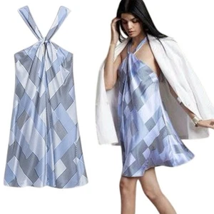 Banana Republic Belay Silk Dress XS Striped Blue What Halter NWT $250 - Picture 1 of 11