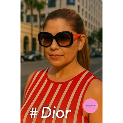 Gafas de sol para mujer Christian Dior marco negro naranja brazos diseñador moda Foto 1 de 4