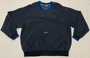 VTG Nike Jacket Mens XL Black Track Windbreaker 90s Center Swoosh Pullover - Picture 1 of 19