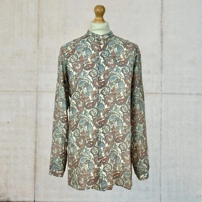 Pretty Green Black Label 100% Linen Full Button Paisley Kaftan Fits Medium - Image 1 of 4