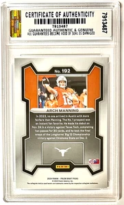 GRADED GEM-MT 10 ARCH MANNING LONGHORNS RC 2024 Panini PRIZM DRAFT PICKS #192 - Picture 1 of 6