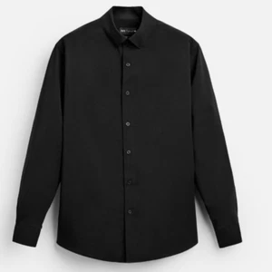 Zara Men Dress Preppy Stretch Button Down Shirt Black Size Large NWT - Picture 1 of 13