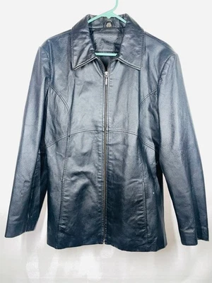 Vintage Jacqueline Ferrar Womens Size Large Black Coat Genuine Zip Jacket Pocket - Image 1 of 4