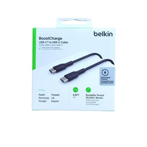 Belkin USB-C to USB-C Cable Boost Charge 2m Type C USB-IF Certified CAB003BT2MBK - Picture 1 of 3