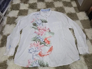 Tommy Bahama Button Shirt Linen Floral Fish XXL White - Picture 1 of 8