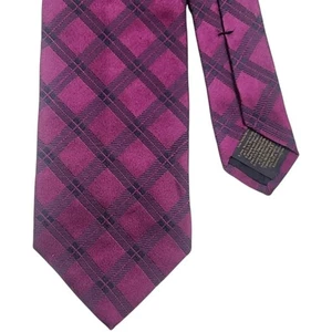 Brooks Brothers Tie Mens Purple Black Plaid 100% Silk Made in USA Necktie Woven - Picture 1 of 10