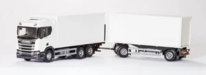 EMEK - Camion blanc avec remorque 1 + 1 essieu et hayon - SCANIA CR 6x4 - 1/2... - Picture 1 of 2