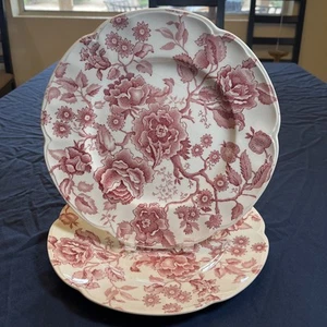 English  Johnson Bros Chippendale Red - Dinner Plate 10” - Set of 2 Very Old - Picture 1 of 6