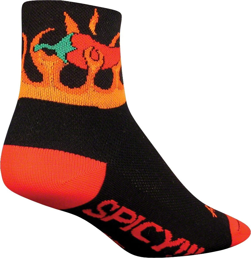 SockGuy Spicy Black Cycling Socks with Mesh Upper, Double-Stitched Heel & Toe, - Image 1 of 1