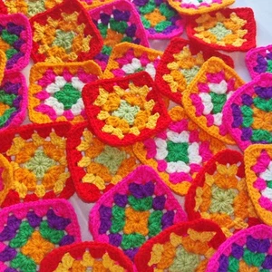 30 Crochet Granny Squares Bright Colour Scheme 3-inch - Picture 1 of 10