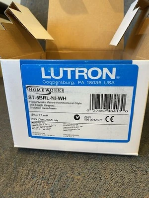 LUTRON ST5BRL-NI-WH HomeWorks cinco botones teclado control blanco  Foto 1 de 4
