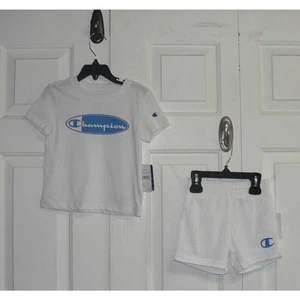 Champion Boys Short Sleeve Logo T-Shirt & Short Set White/Blue 2T MSRP $22 - Picture 1 of 4