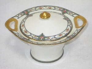 Theodore Haviland Limoges TROY pattern Covered Sugar Bowl Gold Accent Handles - Picture 1 of 3