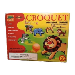 J&C Wooden Safari Zoo Animal Colorful Croquet Game For Kids Ages 3yrs+ READ - Picture 1 of 12
