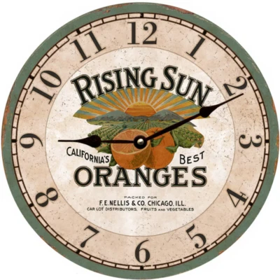 Rising Sun Oranges Clock- Rustic Kitchen Wall Clock - Image 1 of 4