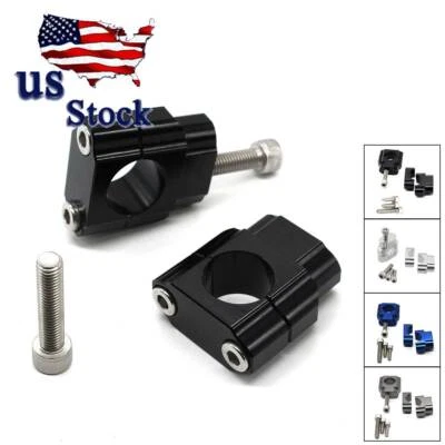 Universal 28mm CNC Motorcycle HandleBar Fat Bar Risers Mount Clamp 1 1/8" Black - Image 1 of 4