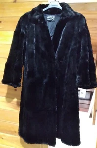Black Rabbit Fur Coat Full Length Quilted Lining VERY HEAVY WARM Sz LG ~MUST SEE - Picture 1 of 17