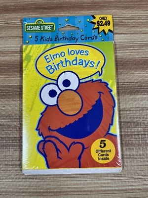 TARJETAS DE INVITACIÓN FIESTA CUMPLEAÑOS SESAME STREET ELMO’S LOVES - 5 TARJETAS Foto 1 de 3