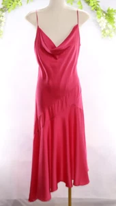 BCBG Maxazria Pink Silk Cowl Neck Slip Dress M Asymmetrical Prom Whimsigoth Y2K - Picture 1 of 9