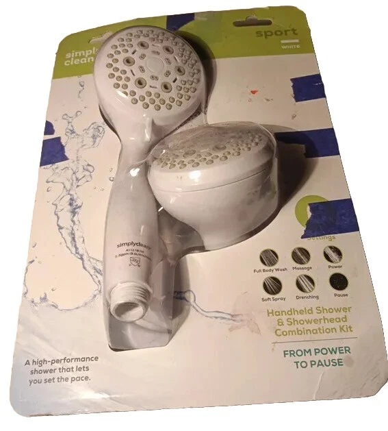 Simply Clean Handheld Showerhead Combo Kit - 5 Spray Settings, All Plastic - Imagem 1 de 1