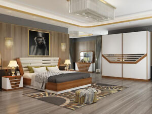 ALISON White and Brown Italian King Bedroom Set 201- Full Range Available