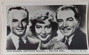 Chile Tobacco Card Polo L-58 Erik Rhodes - Gertrude Michael - Walter Abel