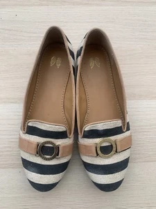 Victoria's Secret size 6.5B navy white stripe slip on flats - Picture 1 of 7