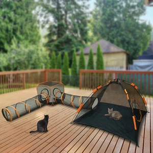 Cat Tent Cat Play Enclosures Pop Up Pet Tent Cat Playpen Portable W/Cat Tunnel - Picture 1 of 18