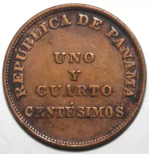 Panamaische 1-1/4 Centesimos Münze 1940 KM# 15 Panama Uno y Cuarto One Quarter - Bild 1 von 2