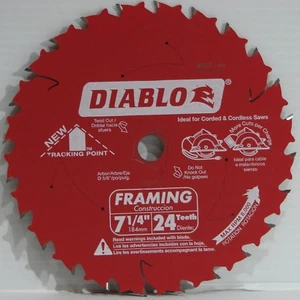 Freud Diablo D0724PX 7-1/4" 24TCarbide Kreisrahmensägeblatt 5/8 Dornholz - Bild 1 von 1