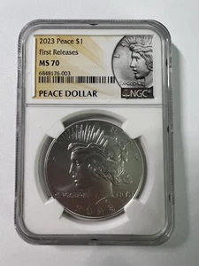 2023 Peace Dollar (MS70 + 2023 Morgan Dollar (MS69) - First Releases - 2 Coins - Picture 1 of 4