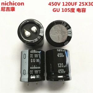 2pcs/10pcs 120uf 450v Nichicon GU 25x30mm 450V120uF Snap-in PSU Capacitor - Picture 1 of 3