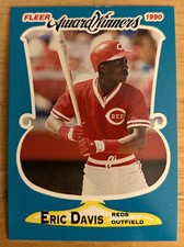 1990 Fleer Award Winners Eric Davis Baseball Card #10 Reds HOF Mid-Grade VG+