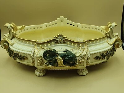 Jardiniere Type Francois 1 er  avec salamandre L44 cm x 30 signé HB - Photo 1/4