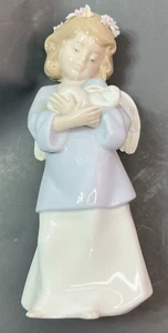Figurina Lladro Angelo Amore Celeste Ragazza Coniglietto Coniglio 2001 Prima Edizione Danni - Foto 1 di 10