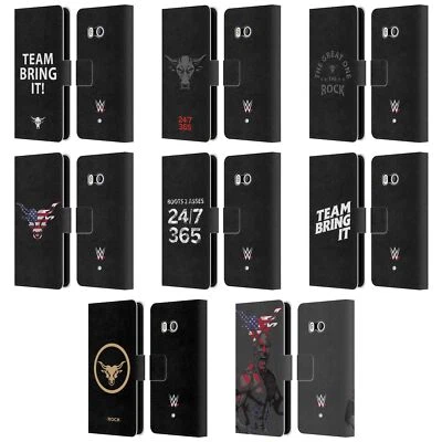 OFFICIAL WWE THE ROCK LEATHER BOOK WALLET CASE COVER FOR HTC PHONES 1 - Image 1 of 4