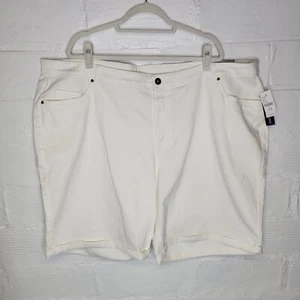 Catherines Women's Size 4X (30/32W) Jean Shorts White Cuffed - Picture 1 of 4