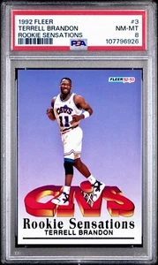 Terrell Brandon Cavs 1992 Fleer Rookie Sensations #3 PSA 8 NM-MT Pop 2 - Bild 1 von 2