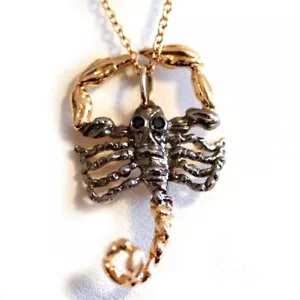 ROBERTO COIN NEW 18K Rose Gold & Black Sapphire Scorpio Pendant Necklace - Picture 1 of 12