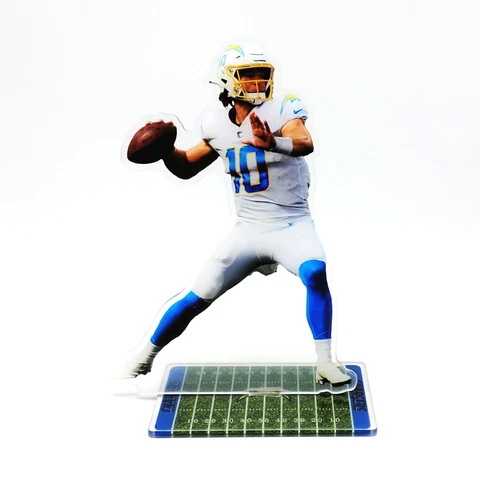 Justin Herbert Figure - #10 of Los Angeles Chargers Passing the Ball Ornament Cover