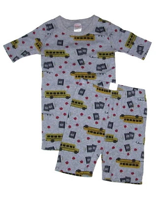 Pijama corto John Hanna Andersson niña niño talla 130 EE. UU. 8 autobús escolar gris manzanas Foto 1 de 2