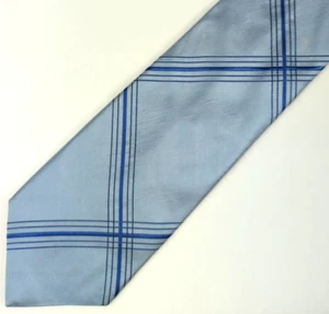 Brooks Brothers Mens Tie, Light Blue & Dark Blue Plaid Pattern, 100% Silk - Picture 1 of 8