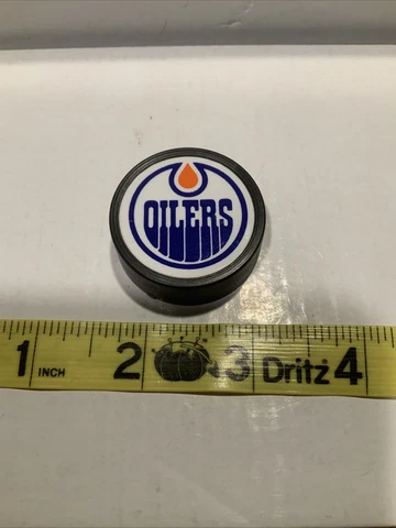 Vintage Edmonton Oilers Hockey Puck Magnet NHL Cover