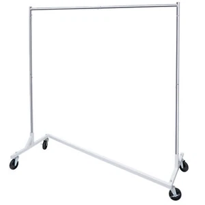 Garment Rack Rolling Collapsible Clothing Shelf Z-Base with Wheels Commercial - Picture 1 of 12