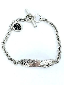 Elegant Designer Lois Hill Sterling Silver Scroll & Chain Toggle Bracelet 7” - Picture 1 of 5