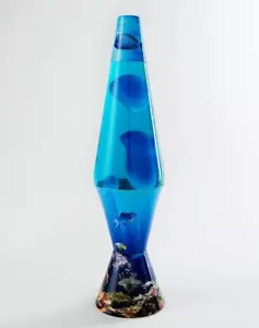 17" Blue Liquid Blue Wax Ocean Inspired Lava Lamp, 32 Ounce Aquatic Motion Light - Picture 1 of 2